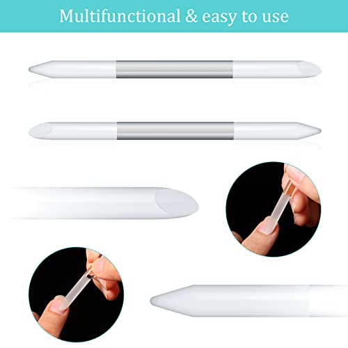 Mudder 6 Pack Green Crystal Glass Nail Files & Cuticle Pusher Set for Natural Nails