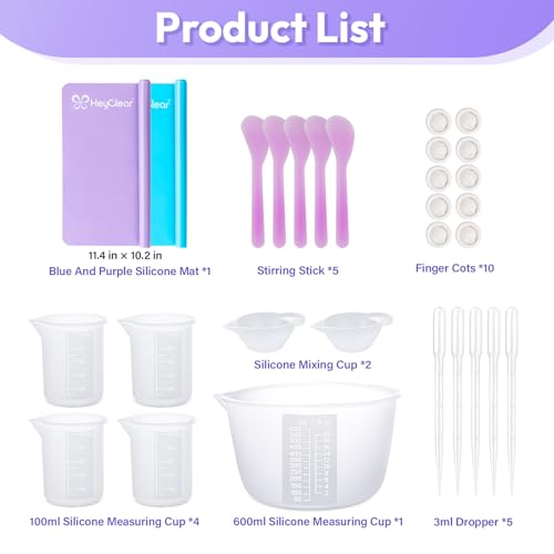 HeyClear Silicone Measuring Cups Kit for Epoxy Resin - 600ml & 100ml