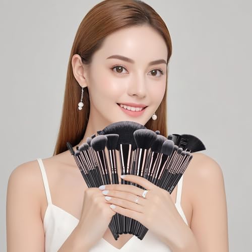 Real Perfection 24-Piece Professional Makeup Brush Set with Travel Case