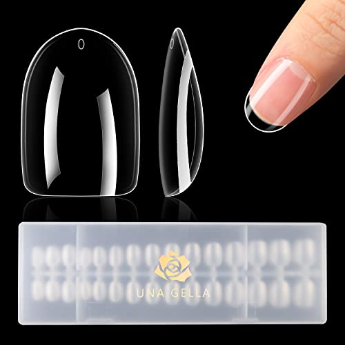UNA GELLA Short Oval Almond Gel Nail Tips - 360pcs 15 Sizes Press On Nails