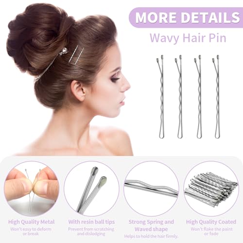 Mia Klein 60PCS Bobby Pins - 2 Inch Crimped Hair Grips for All Hair Types