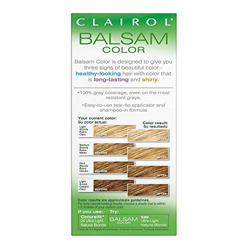 Clairol Balsam Permanent Hair Dye, 599 Ultra Light Natural Blonde - 3 Pack