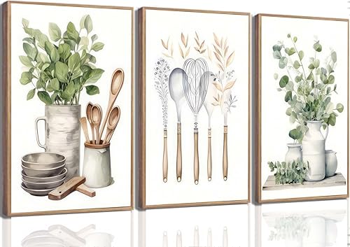 Sage Green Eucalyptus Leaves Wall Art - Unframed Canvas Set