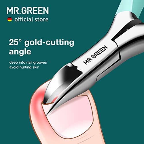 MR.GREEN Professional Toenail Clipper for Ingrown Nails - Green & Remover