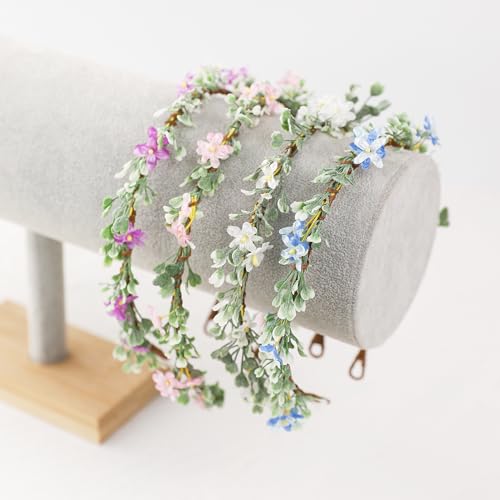 Pink Green Fairy Flower Crown Headband for Women - Floral Hair Accessory