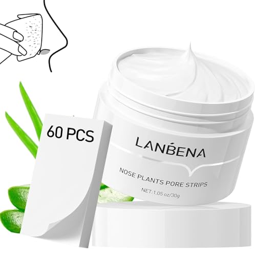 LANBENA Blackhead Remover Cream with 60 Pore Strips for Face & Nose