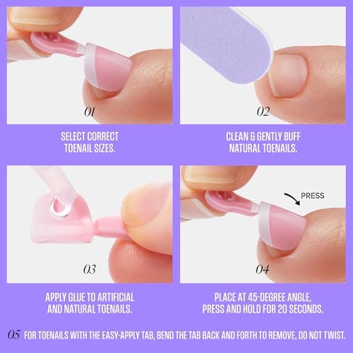 Kiss Core Press On Toenails - Toe-tally Glam, Short Pink Squoval