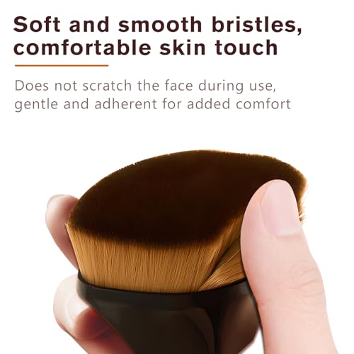 Jaasuee Hexagon Flat Top Kabuki Foundation Brush with Case - Flawless Liquid & Powder Makeup Tool
