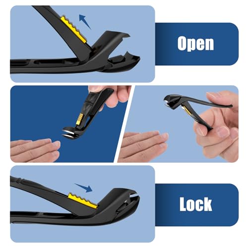 SHINLEA Black Nail Clippers for Seniors, Thick Toenails, Wide Jaw & Long Handles, Catcher