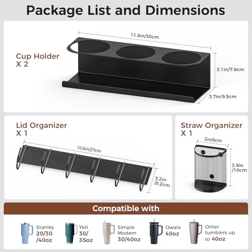 MoKo Magnetic Cup Holder for Fridge - 2 Pack Storage Rack for Stanley & Yeti Tumblers