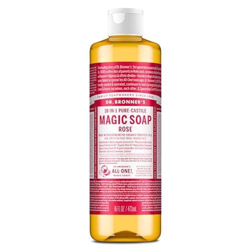 Dr. Bronner's Rose Pure-Castile Liquid Soap - 16 oz Body Wash & More