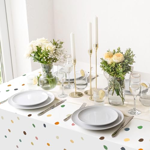 3 Pcs Disposable Boho Polka Dot Plastic Tablecloths for Parties