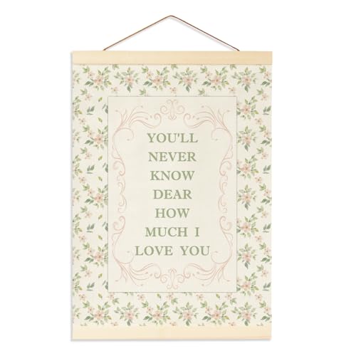 Pink Vintage Wildflower Canvas Flag Banner for Girls' Rooms