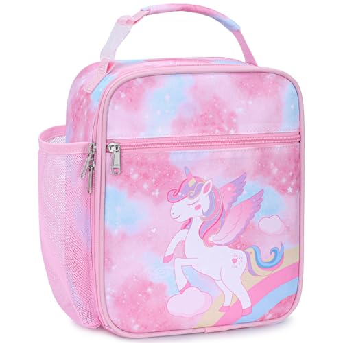 Insulated Kids Lunch Bag - Pink Unicorn Lunch Box for School
