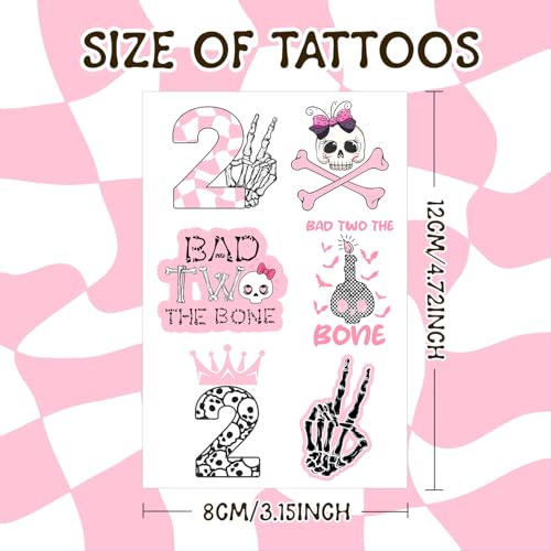 Bad to the Bone Temporary Tattoos for Girl Birthday Party - Rock Music Theme, 16 Sheets