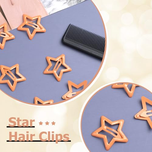 20-Piece Orange Star Hair Clips for Women - Non-Slip Barrettes