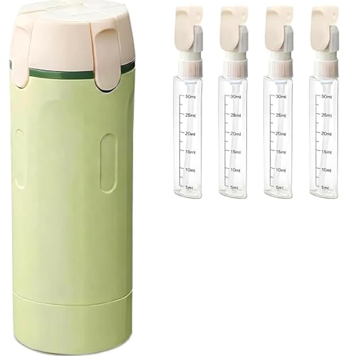 Jicsetk 4-in-1 Travel Dispenser Bottles Set - Leakproof Refillable Shampoo Conditioner Lotion Containers, 30ml, Green