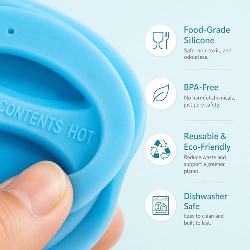 KSENDALO Reusable Silicone Coffee Mug Lids - 7pcs Eco-Friendly Set