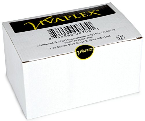 Vivaplex 2 oz Cobalt Blue Glass Bottles with Black Lids - 12 Pack