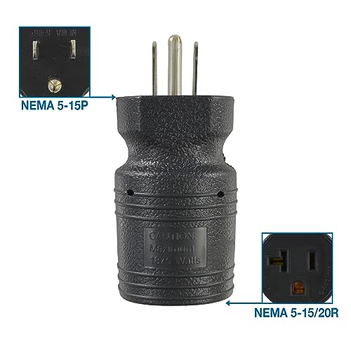 15A to 15/20A Plug Adapter | NEMA 5-15P to 5-15/20R
