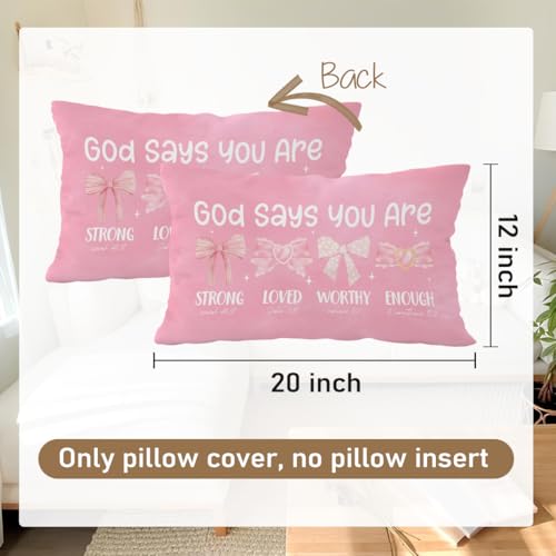 Pink 12x20 Decorative Throw Pillow Cover | Bow Room Decor Gift