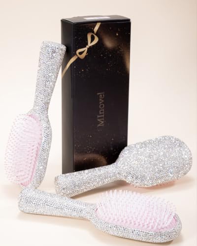 MInovel White Diamond Hair Brush - Sparkly Detangler & Styling Tool for Women