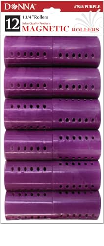 DONNA 1.75” Purple Heatless Hair Rollers – 12-Pack Snap-On Curlers