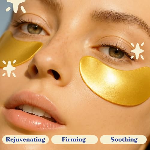 LE GUSHE Gold Under Eye Patches 20 Pairs – Hydrating Collagen & Snail Mucin for Puffy Eyes & Dark Circles