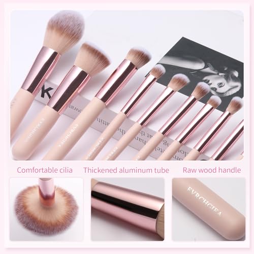 15pcs Pink Travel Makeup Brush Set with Puffs & Pouch