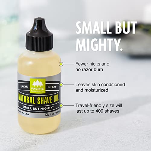 Pacific Shaving Company Natural Shaving Oil 0.5 Fl Oz - Reduces Nicks & Razor Burn, Moisturizes Skin
