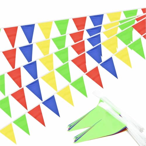 Vibrant Pennant Banner - 64-Piece Triangle Flag Garland for Parties