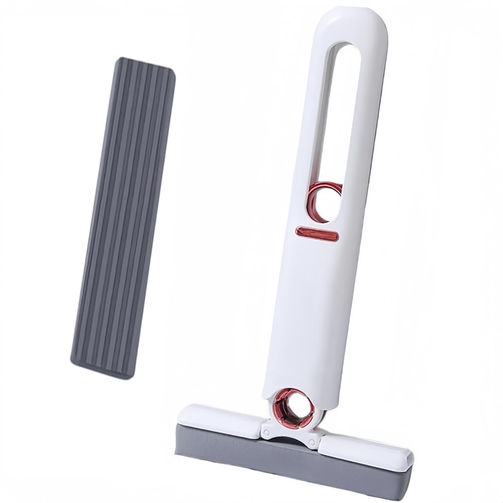 1Pcs Mini Mop with Self-Squeezing Mechanism, Portable White Synthetic-Fiber Cleaner for Home, Living Room, Furniture, Window, 1Pcs