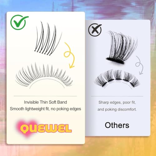QUEWEL Aurora Lash Clusters 120pcs Natural C Curl False Eyelashes - 1-Lash-Aurora