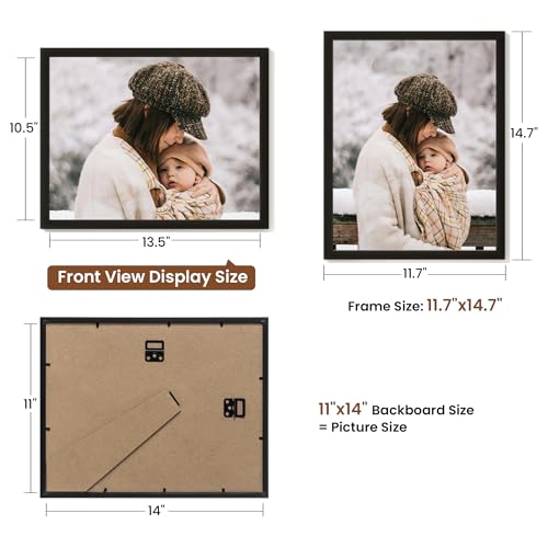 11x14 Black Picture Frame Set of 2 with Shatter-Resistant Plexiglass