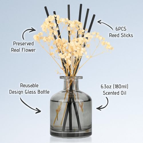 Brakula White Jasmine Reed Diffuser Set with 8 Sticks - 180ml