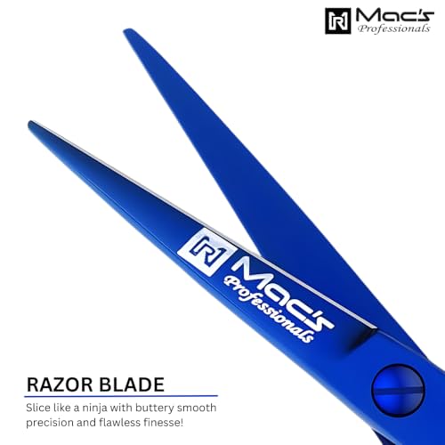 Macs Professional 5.5” Razor Edge Hair Cutting Scissors Kit with Combs & Pouch - Men & Women, Japanese Steel, Lightweight