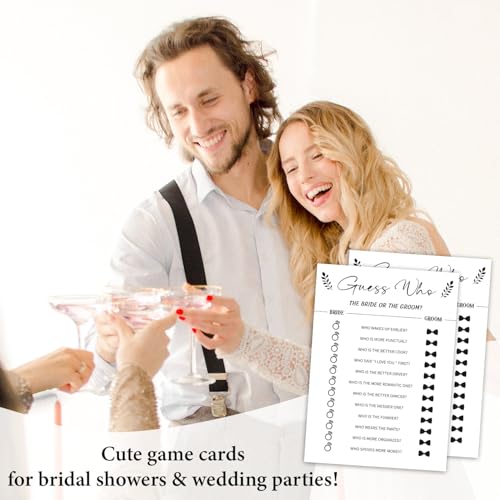 Guess Who The Bride or Groom Game Cards for Bridal Showers - 30 Pack