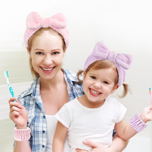 Dorbetar 6-Pack Plush Headband and Wristband Set for Skincare