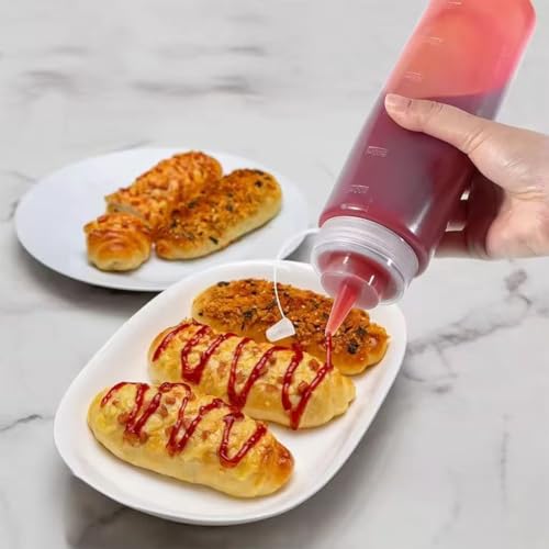 24 oz Plastic Squeeze Condiment Bottles - 3 Pack with Caps