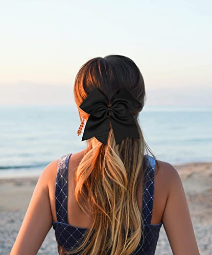 7-Inch Black Grosgrain Hair Bow Clips with Alligator Clips
