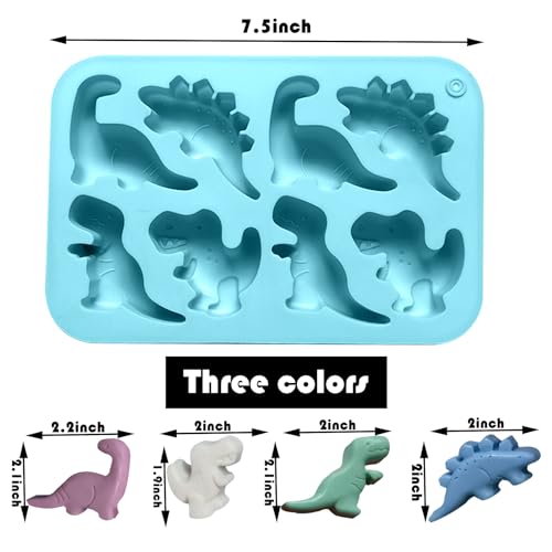 Nexolia Silicone Dinosaur Molds - 3 Pcs Non-Stick Baking Set