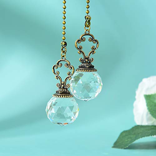 Set of 2 Vintage Crystal Prism Fan Pull Chains for Ceiling Fans