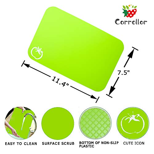 Flexible Plastic Cutting Board Mats Set - 2 Pack with Food Icons
