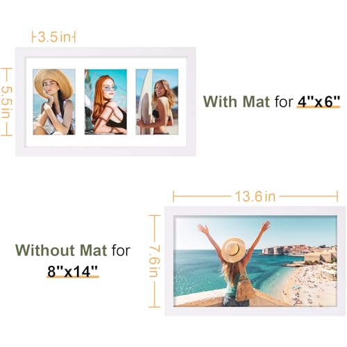 Vittanly 8x14 Collage Picture Frame for 3x 4x6 Photos - White