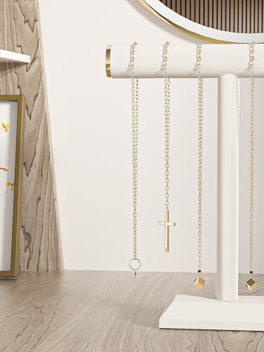 Beige Velvet Necklace Holder Stand - Jewelry Tree Organizer