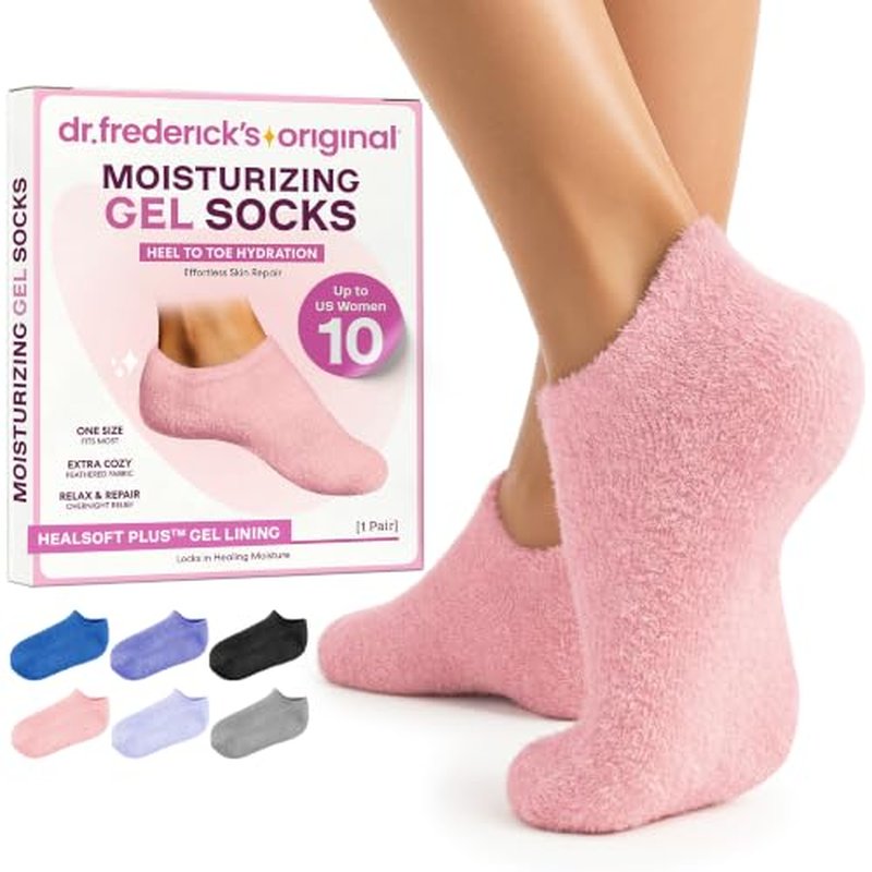 Dr. Frederick¡¯s Original Moisturizing Gel Socks for Men & Women ? Dry Feet & Cracked Heel Treatment ? Full Foot Gel Lining with Mango Butter, Shea Butter, Jojoba & Coconut Oil ? Plush Pink