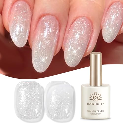 Born Pretty Fluttering Flakes Christmas Silver Glitter Gel Nail Polish - Snowflakes Sparkle