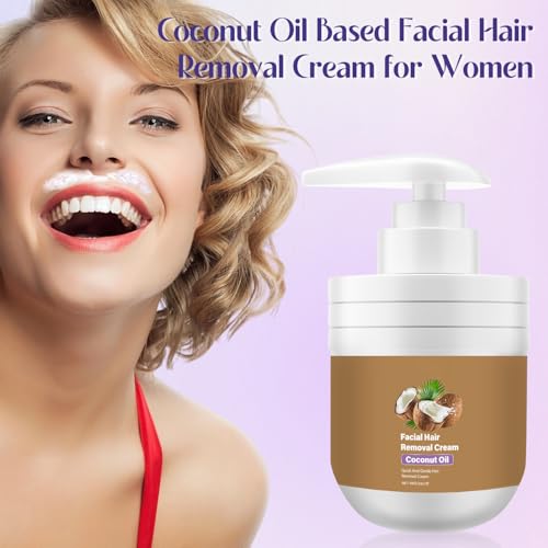 2Pcs Coconut Oil Facial Hair Removal Cream,Facial Hair Removal Cream for Women,Facial Depilatory Cream,Coconut Oil Based Gentle Body Hair Remover Cream for Smooth Skin