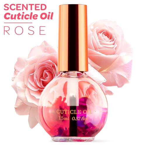 JIASHENG Rose Cuticle Oil with Real Flowers - 15ml Hydrating Nail Oil