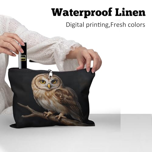 Majestic Perched Owl Makeup Bag - Large Capacity Travel Pouch